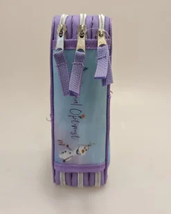 Clearance Astuccio Con Tre Cerniere In Robusto Poliestere, Con Licenza Disney Frozen Con 3 Scomparti Interni Dimensione Cm 20X13X6 Scuola