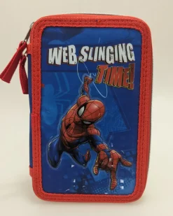 Outlet Astuccio Con Tre Cerniere E Tre Scomparti Di , In Robusto Poliestere, Completo Di Cancelleria, 18 Pennarelli File Giotto E 18 Matite Colorate Scuola