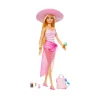 Bambola Bionda Con Costume Da Bagno Rosa E Bianco, Pareo A Pois, Cappello Da Sole, Tote Bag E Tanti Accessori Da Spiaggia, 3+ Anni, Hpl73 Fashion Dolls