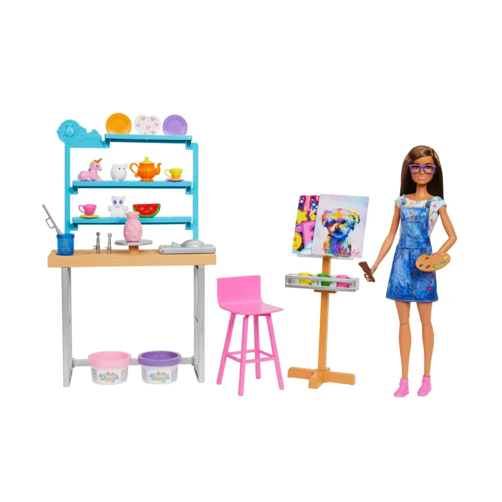 Discount Studio D'Arte Creativita E Relax, Bambola , Oltre 25 Accessori Per Creare E Dipingere, Pasta Da Modellare, Stampi, Tele E Altro Ancora, Giocattolo Per Bambini Dai 3 Ai 7 Anni Fashion Dolls