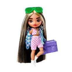 -Extra Minis Mini Bambola Articolata Con Giacca A Quadri E Morbidi Capelli Bicolore, Giocattolo Per Bambini 3+ Anni, Hgp64 Fashion Dolls