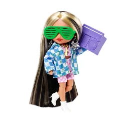 -Extra Minis Mini Bambola Articolata Con Giacca A Quadri E Morbidi Capelli Bicolore, Giocattolo Per Bambini 3+ Anni, Hgp64 Fashion Dolls