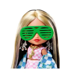 -Extra Minis Mini Bambola Articolata Con Giacca A Quadri E Morbidi Capelli Bicolore, Giocattolo Per Bambini 3+ Anni, Hgp64 Fashion Dolls