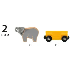 Outlet Vagone Con Elefante, Con Attacco Magnetico, 3+ Anni Costruzioni In Legno