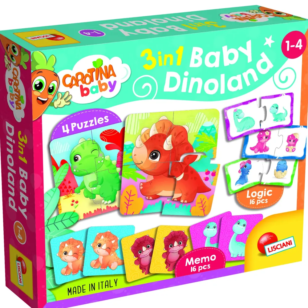 Outlet Carotina Baby Dinoland 3 In 1 Puzzle Per Bambini