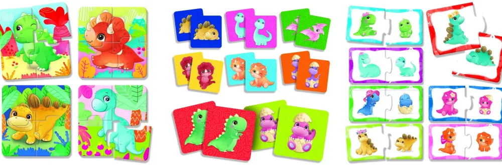 Outlet Carotina Baby Dinoland 3 In 1 Puzzle Per Bambini