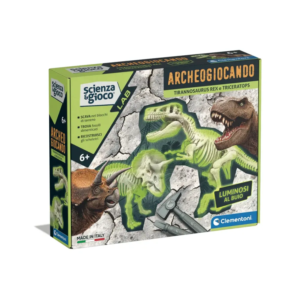 Discount Clementoni 19345 Archeogiocando T-Rex Tricerat Giochi Scientifici