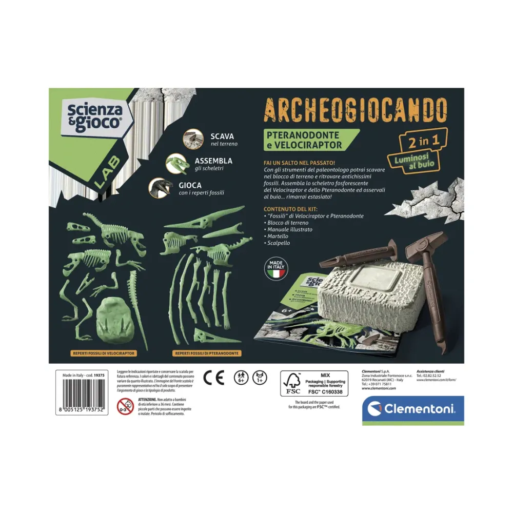 Online Clementoni Science & Play Lab Archeogiocando: Pteranodonte E Velociraptor, 19375 Giochi Scientifici