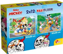 Outlet Disney Puzzle Maxifloor 2 X 12 Mickey Puzzle Per Bambini