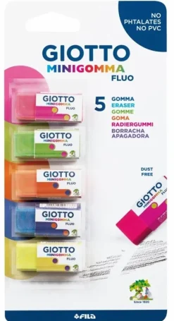 Best Mini Gomma Fluo Confezione 5 Minigomme Colori Fluo Cancelleria E Accessori
