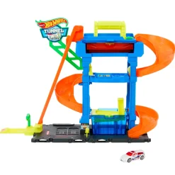 Autolavaggio Con Tunnel, Playset Con Pista E Tunnel Che Spruzza Acqua, Include 1 Veicolo Garage E Circuiti
