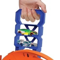 New Pista A Spirale, Playset Con Lanciatori, Salto Nel Vuoto E Zona Di Collisione, Include 2 Macchinine Garage E Circuiti