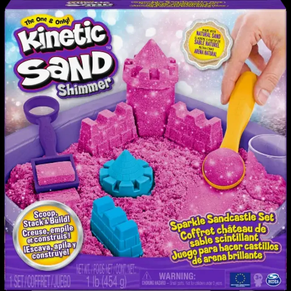 New Castello Di Sabbia Glitterata Rosa, 5 Formine E Accessori Mosaici, Sabbia, Glitter