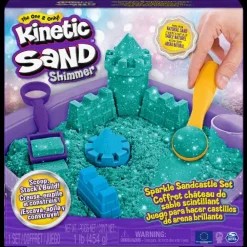 New Castello Di Sabbia Glitterata Verde Acqua, 5 Formine E Accessori Mosaici, Sabbia, Glitter
