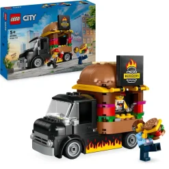 New 60404 Furgone Degli Hamburger Giocattolo, Veicolo Per Bambini 5+ Anni, Camion Food Truck Con Accessori E 2 Minifigure Mattoncini