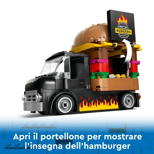 New 60404 Furgone Degli Hamburger Giocattolo, Veicolo Per Bambini 5+ Anni, Camion Food Truck Con Accessori E 2 Minifigure Mattoncini