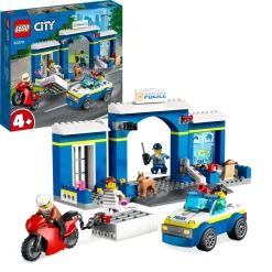 New 60370 Inseguimento Alla Stazione Di Polizia, Macchina E Moto Giocattolo, Minifigure E Cane, Giochi Per Bambini 4+ Mattoncini
