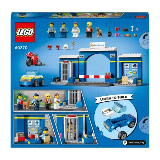 New 60370 Inseguimento Alla Stazione Di Polizia, Macchina E Moto Giocattolo, Minifigure E Cane, Giochi Per Bambini 4+ Mattoncini