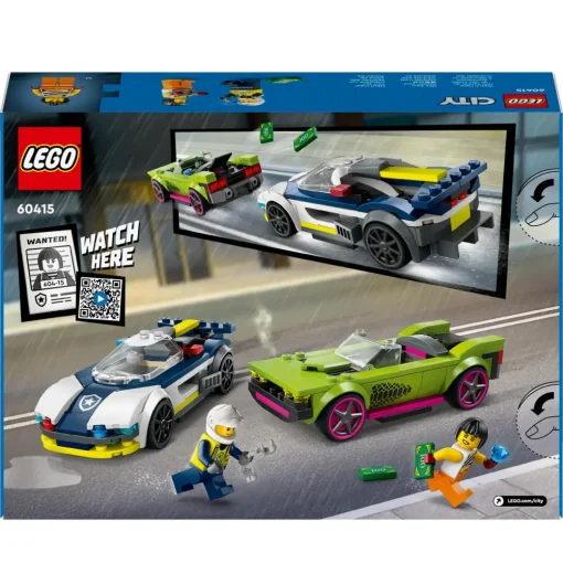 New 60415 Inseguimento Della Macchina Da Corsa, 2 Modellini Di Auto Della Polizia, Giocattolo Per Bambini Di 6+ Anni Mattoncini