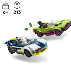 New 60415 Inseguimento Della Macchina Da Corsa, 2 Modellini Di Auto Della Polizia, Giocattolo Per Bambini Di 6+ Anni Mattoncini