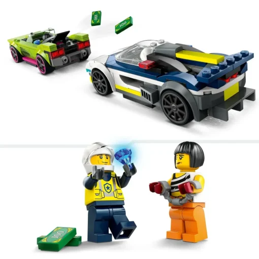 New 60415 Inseguimento Della Macchina Da Corsa, 2 Modellini Di Auto Della Polizia, Giocattolo Per Bambini Di 6+ Anni Mattoncini