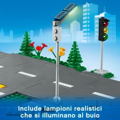 Discount City 60304 Piattaforme Stradali, Set Basi Con Lampioni Fosforescenti, Semafori Giocattolo, Cartelli E Segnaletica, Toys Center Mattoncini