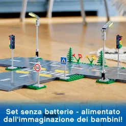 Discount City 60304 Piattaforme Stradali, Set Basi Con Lampioni Fosforescenti, Semafori Giocattolo, Cartelli E Segnaletica, Toys Center Mattoncini