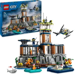 Best 60419 Prigione Sull'Isola Della Polizia, Giocattolo Ricco Di Funzioni Con Elicottero, Barca, Gommone E 7 Minifigure Mattoncini