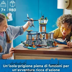 Best 60419 Prigione Sull'Isola Della Polizia, Giocattolo Ricco Di Funzioni Con Elicottero, Barca, Gommone E 7 Minifigure Mattoncini