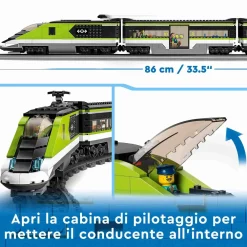 Sale City 60337 Treno Passeggeri Espresso, Con Locomotiva Giocattolo Telecomandata Con Luci E Binari, Giochi Per Bambini Mattoncini