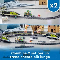 Sale City 60337 Treno Passeggeri Espresso, Con Locomotiva Giocattolo Telecomandata Con Luci E Binari, Giochi Per Bambini Mattoncini