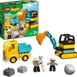 Outlet Duplo Town 10931 Camion E Scavatrice Cingolata, Scavatore Giocattolo, Sviluppo Delle Abilita Motorie, Giochi Per Bambini Mattoncini