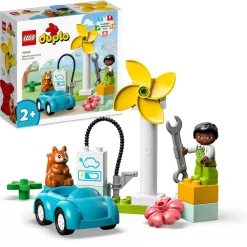 Discount Town 10985 Turbina Eolica E Auto Elettrica, Macchina Giocattolo, Giochi Educativi Per Bambini, Set Vita Sostenibile Mattoncini