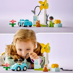 Discount Town 10985 Turbina Eolica E Auto Elettrica, Macchina Giocattolo, Giochi Educativi Per Bambini, Set Vita Sostenibile Mattoncini