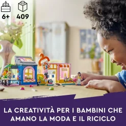 New 42614 Boutique Vintage, Giochi Per Bambini Da 6 Anni Con Negozio Giocattolo Di Moda, 3 Mini Bamboline E Un Gatto Mattoncini