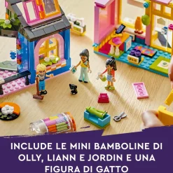 New 42614 Boutique Vintage, Giochi Per Bambini Da 6 Anni Con Negozio Giocattolo Di Moda, 3 Mini Bamboline E Un Gatto Mattoncini