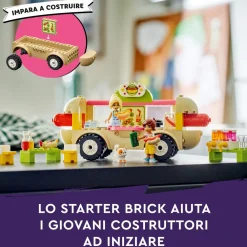 Outlet 42633 Food Truck Hot-Dog, Giochi Per Bambini 4+, Piccolo Camion Giocattolo Con Cucina, 2 Mini Bamboline E Gatto Mattoncini