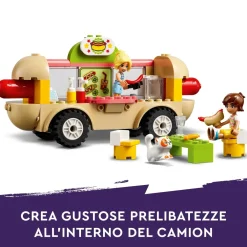 Outlet 42633 Food Truck Hot-Dog, Giochi Per Bambini 4+, Piccolo Camion Giocattolo Con Cucina, 2 Mini Bamboline E Gatto Mattoncini