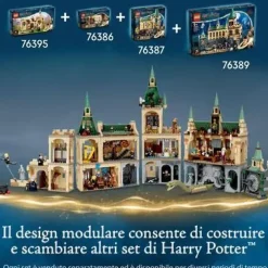 New Harry Potter La Camera Dei Segreti Di Hogwarts, Set Castello Con Sala Grande E Minifigure D'Oro Del 20° Anniversario, 76389 Mattoncini
