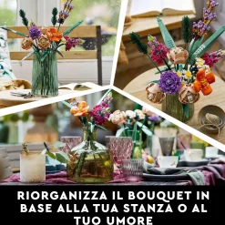 Clearance Icons 10280 Bouquet Di Fiori, Piante Artificiali, Costruzione In Mattoncini, Decorazioni Casa, Hobby Creativi Per Adulti Mattoncini