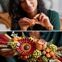 Clearance Icons 10314 Centrotavola Di Fiori Secchi Finti, Botanical Collection Fai Da Te Per Adulti Con Rosa E Gerbera Artificiali Mattoncini