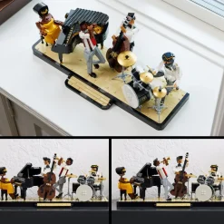 Outlet 21334 Quartetto Jazz, Idee Regalo Per Adulti Amanti Della Musica Con Musicisti E Strumenti: Pianoforte E Batteria Mattoncini