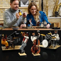 Outlet 21334 Quartetto Jazz, Idee Regalo Per Adulti Amanti Della Musica Con Musicisti E Strumenti: Pianoforte E Batteria Mattoncini