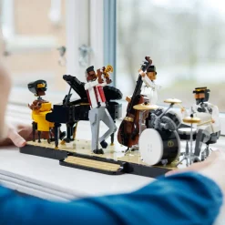 Outlet 21334 Quartetto Jazz, Idee Regalo Per Adulti Amanti Della Musica Con Musicisti E Strumenti: Pianoforte E Batteria Mattoncini