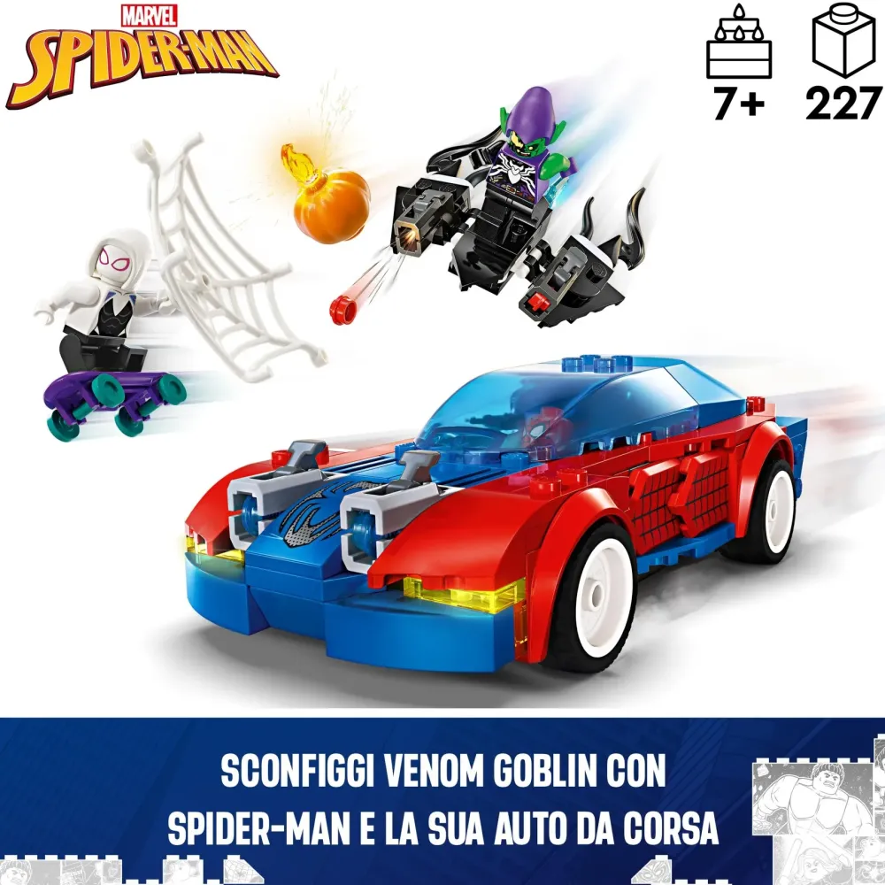 Lego Marvel 76279 Auto Da Corsa Di Spider-Man E Venom Goblin, Gioco Per Bambini Di 7+ Anni, Veicoli Giocattolo Dei Supereroi Mattoncini