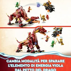 Discount 71793 Dragone Di Lava Transformer Heatwave, Serie Dragons Rising Con Drago Giocattolo E Minifigure, Giochi Ninja Mattoncini