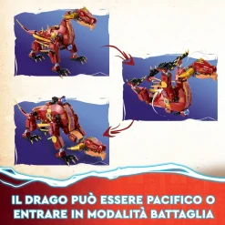 Discount 71793 Dragone Di Lava Transformer Heatwave, Serie Dragons Rising Con Drago Giocattolo E Minifigure, Giochi Ninja Mattoncini