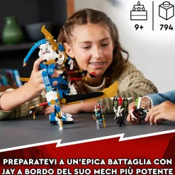 Hot 71785 Mech Titano Di Jay, Set 2023 Con Action Figure, Gioco Da Battaglia Per Bambini Con 5 Minifigure E Carro Mattoncini