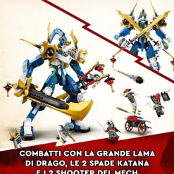 Hot 71785 Mech Titano Di Jay, Set 2023 Con Action Figure, Gioco Da Battaglia Per Bambini Con 5 Minifigure E Carro Mattoncini