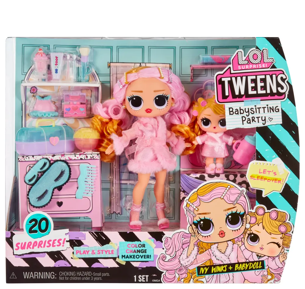 Sale Surprise Tween Babysitter Sleepover Party Ivy Winks E Babydoll Scopri 20 Sorprese Include 2 Bambole Con Funzione Di Cambio Colore Fashion Dolls